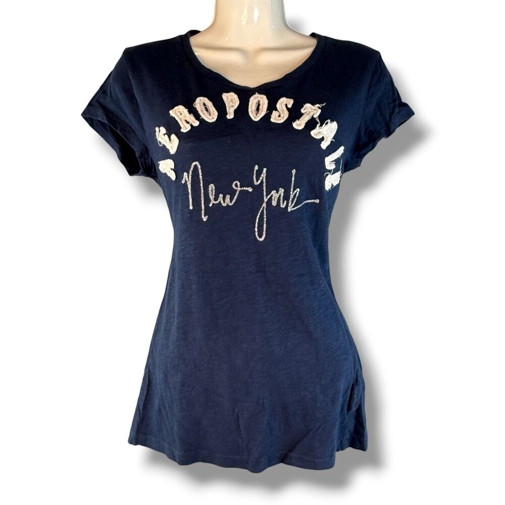 Aeropostale Navy Blue Short Sleeve Tee Y2K/00's Retro Streetwear Women's Size L